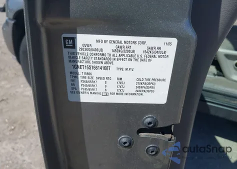 2006 Chevrolet Trailblazer Ext Ls из США, поврежденный, VIN 1GNET16S766141687